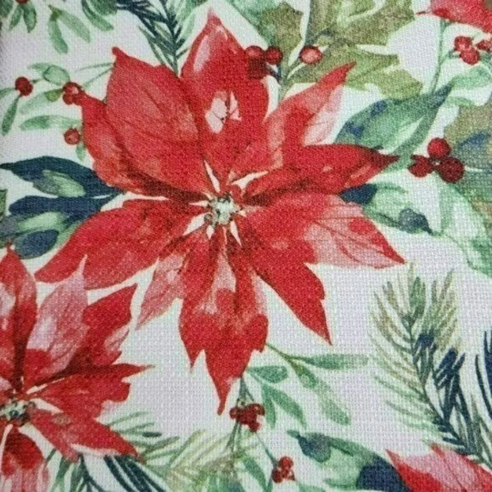 60x84in Oblong Red Poinsettia Flower Holiday Christmas Tablecloth‎